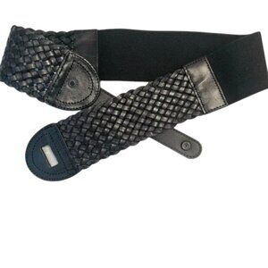 Black / Brown Leather Braided Belt with snap clip M/L